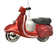 Addobbo Albero Di Natale In Vetro Vespa Rossa Con Glitter