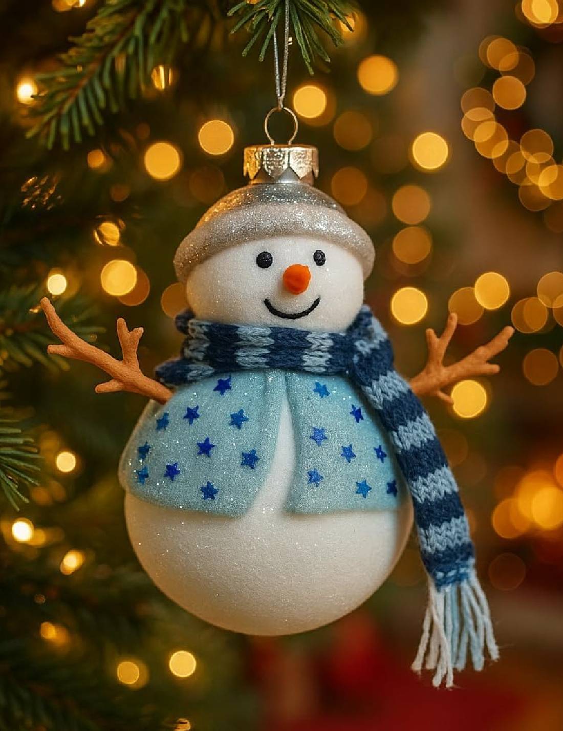 Addobbo Albero Di Natale In Vetro Pupazzo Di Neve 12cm