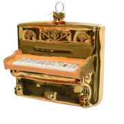 Addobbo Albero Di Natale In Vetro Pianoforte Oro 10cm
