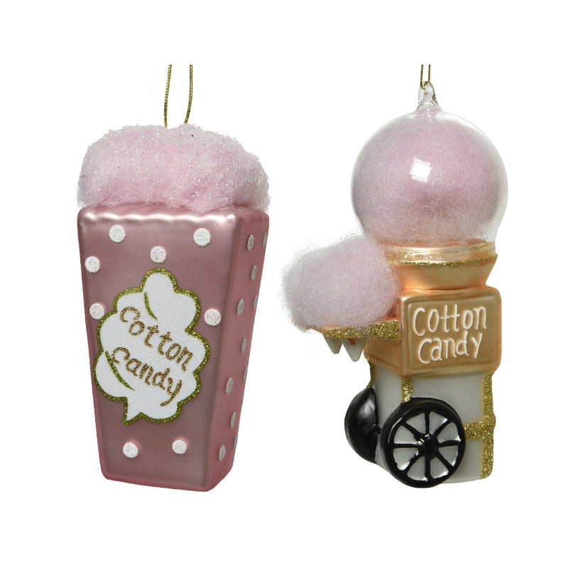 Addobbo Albero Di Natale In Vetro Distributore Zucchero Filato 14cm Assortito