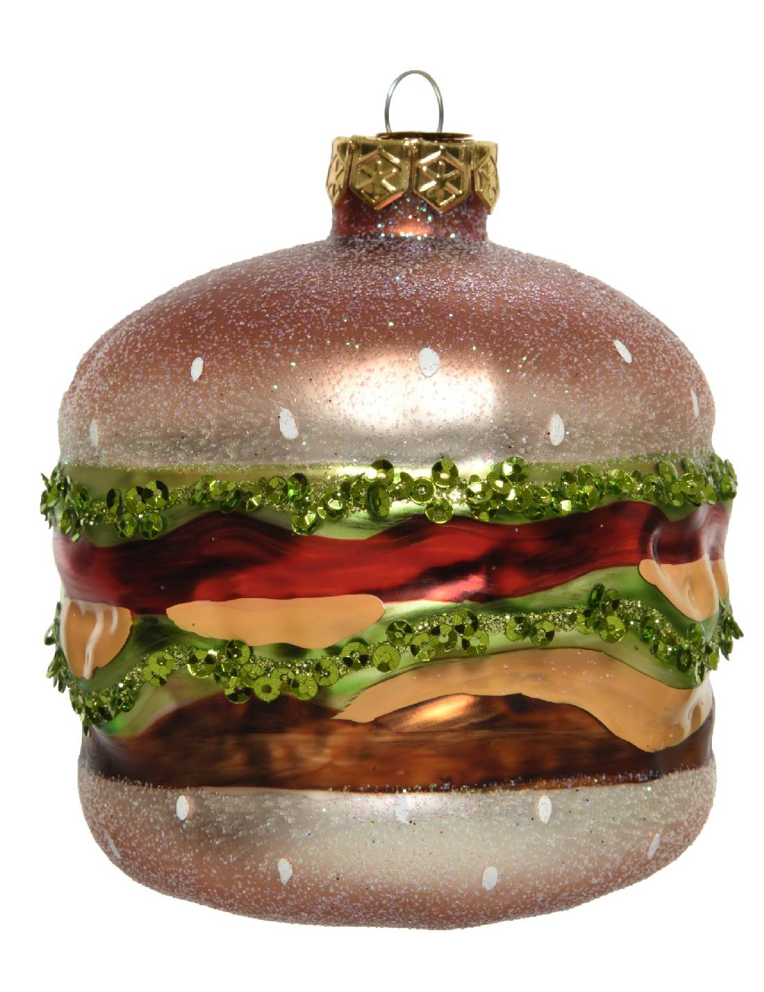 Addobbo Albero Di Natale In Vetro Hamburger 10cm