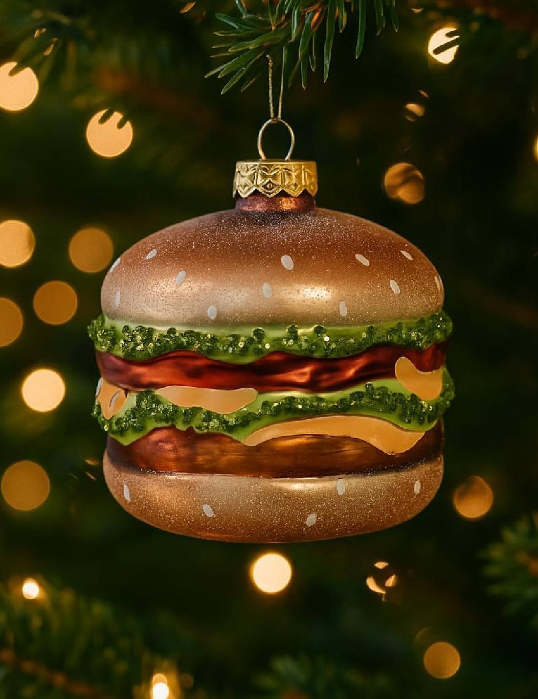 Addobbo Albero Di Natale In Vetro Hamburger 10cm