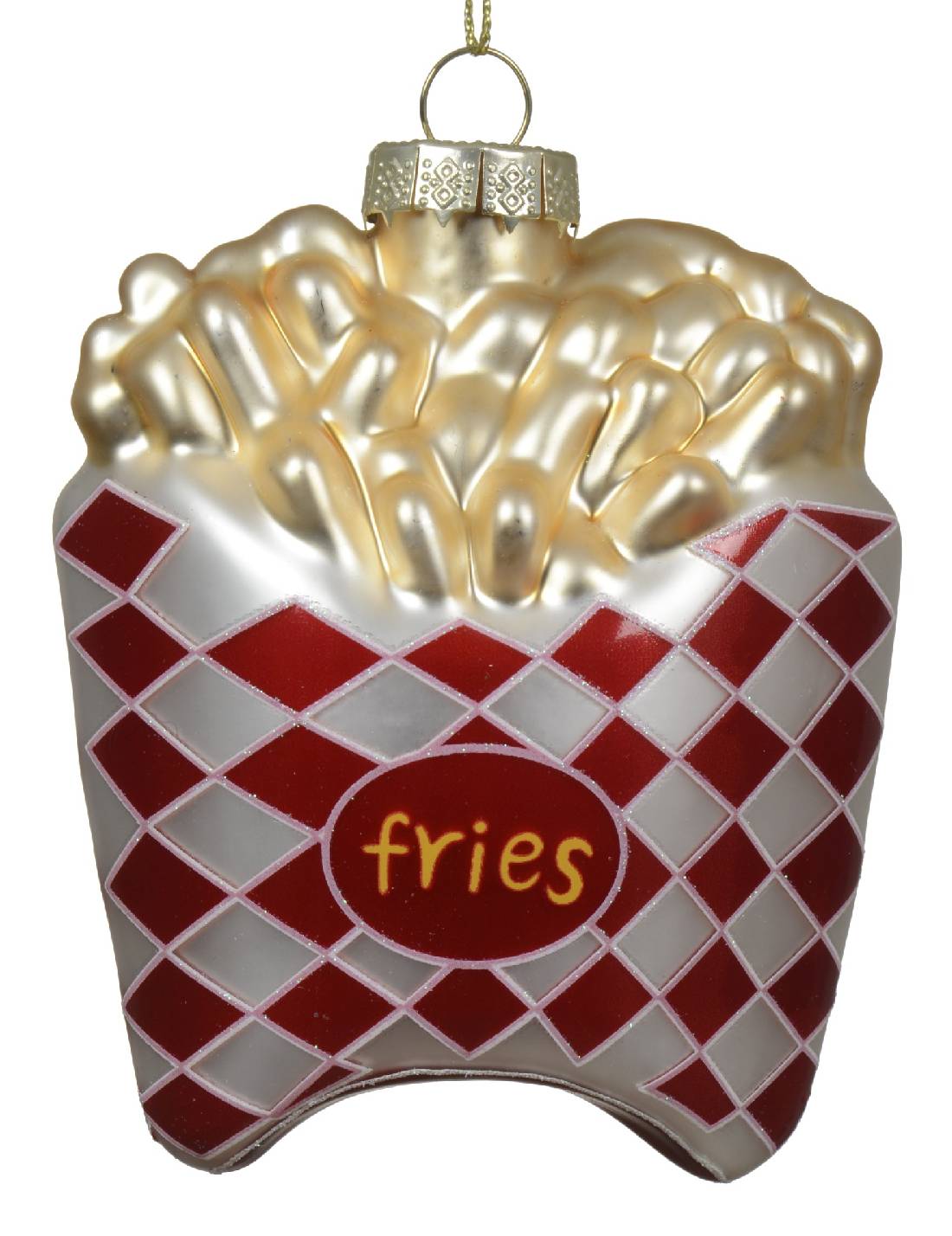 Addobbo Albero Di Natale In Vetro Patatine Fritte 11cm