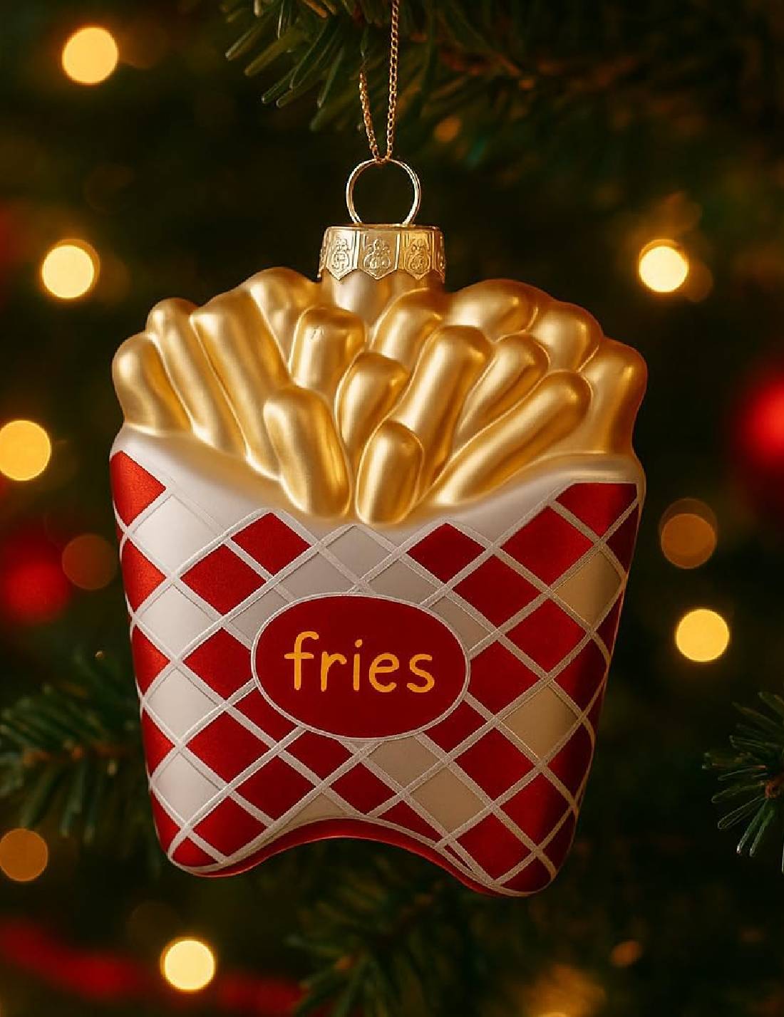 Addobbo Albero Di Natale In Vetro Patatine Fritte 11cm