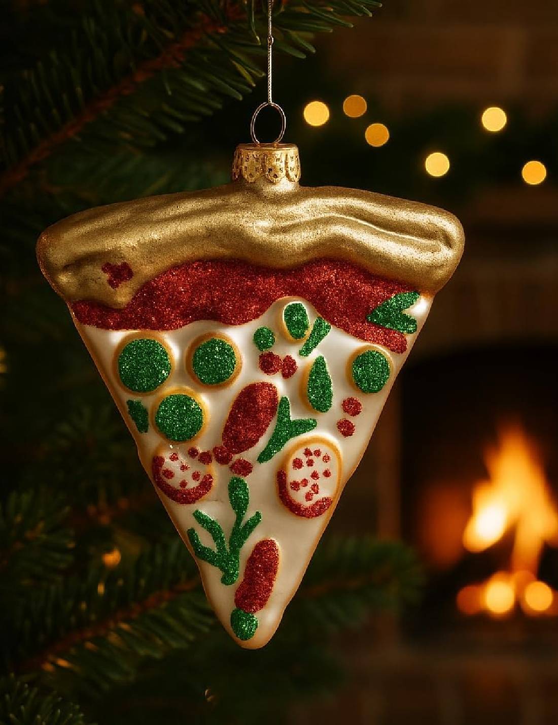 Addobbo Albero Di Natale In Vetro Pizza 10cm