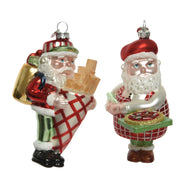Addobbo Albero Di Natale In Vetro Babbo Natale Con Pizza O Patatine Assortito 14cm