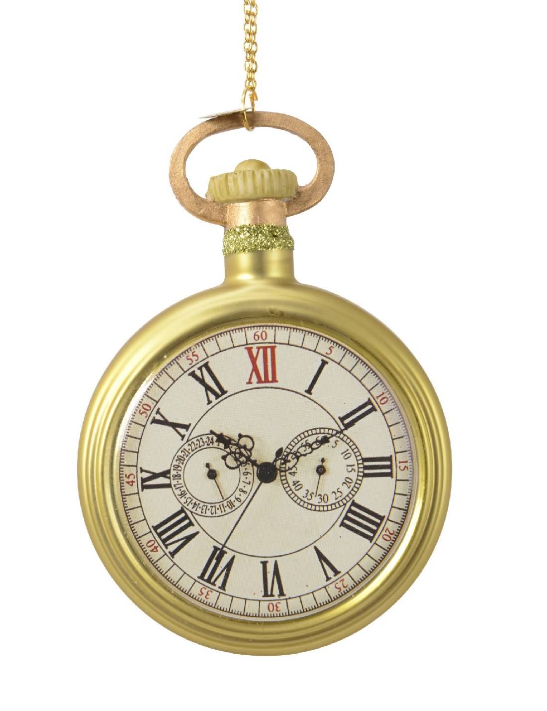 Addobbo Albero Di Natale In Vetro Orologio Vintage 11cm