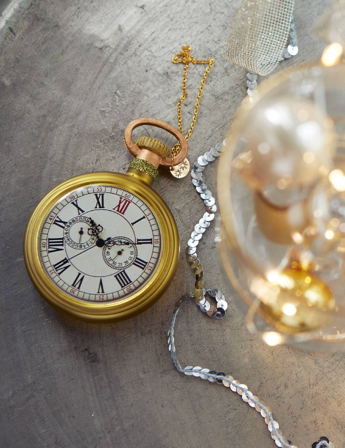Addobbo Albero Di Natale In Vetro Orologio Vintage 11cm