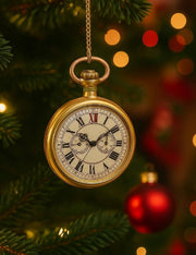 Addobbo Albero Di Natale In Vetro Orologio Vintage 11cm