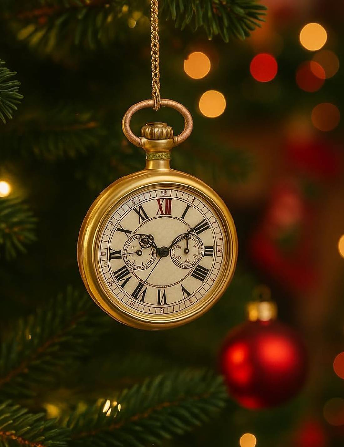 Addobbo Albero Di Natale In Vetro Orologio Vintage 11cm