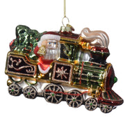 Addobbo Albero Di Natale In Vetro Treno Di Babbo Natale 15cm