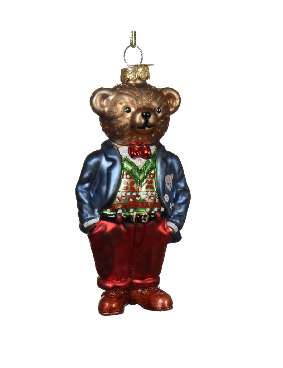 Addobbo Albero Di Natale In Vetro Orsetto Teddy 12cm
