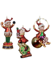 Addobbo Albero Di Natale In Vetro Elfo Giocoliere 15cm Prodotto Assortito