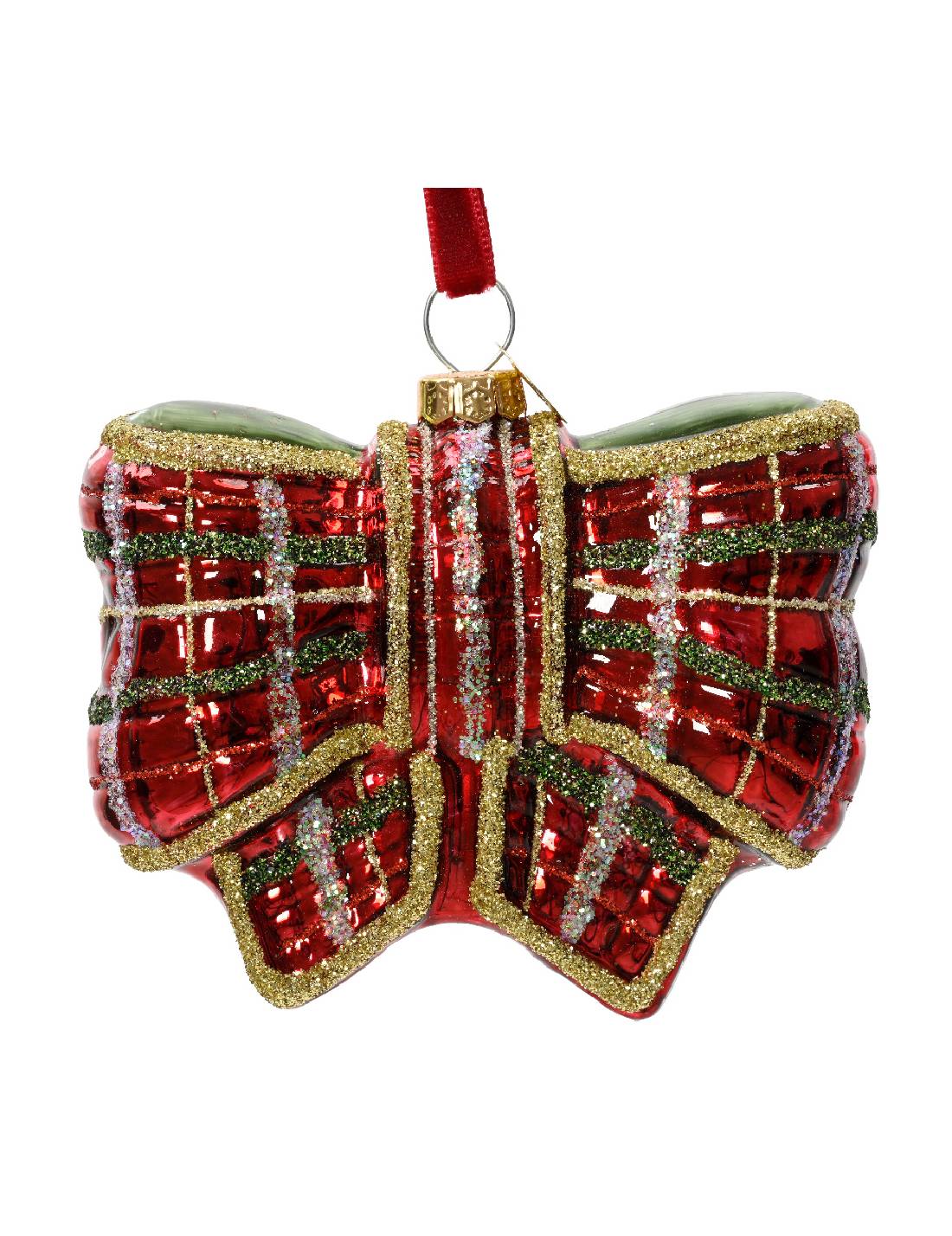 Addobbo Albero Di Natale Fiocco Decorato 8cm