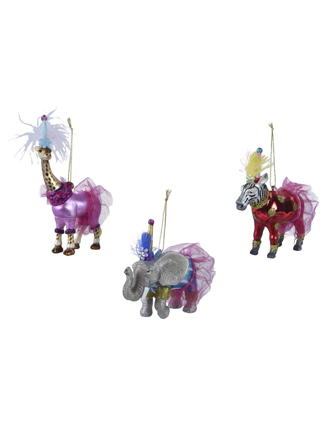 Addobbo Albero Di Natale In Vetro Animale Da Circo 16cm