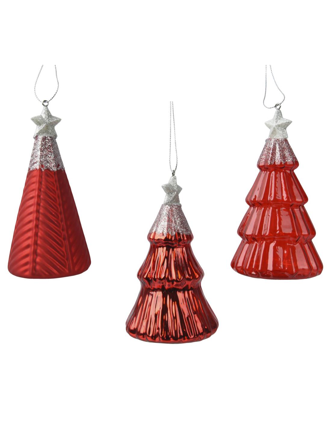Addobbo Albero Di Natale In Vetro Alberello Bordeaux 12cm