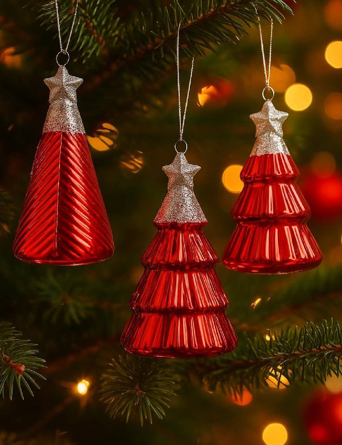 Addobbo Albero Di Natale In Vetro Alberello Bordeaux 12cm