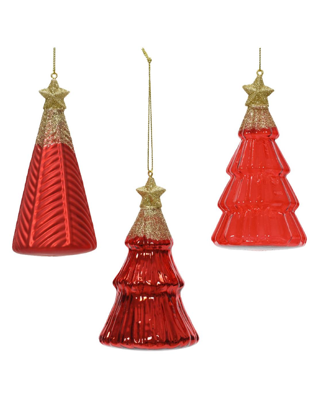 Addobbo Albero Di Natale In Vetro Alberello Rosso 12cm