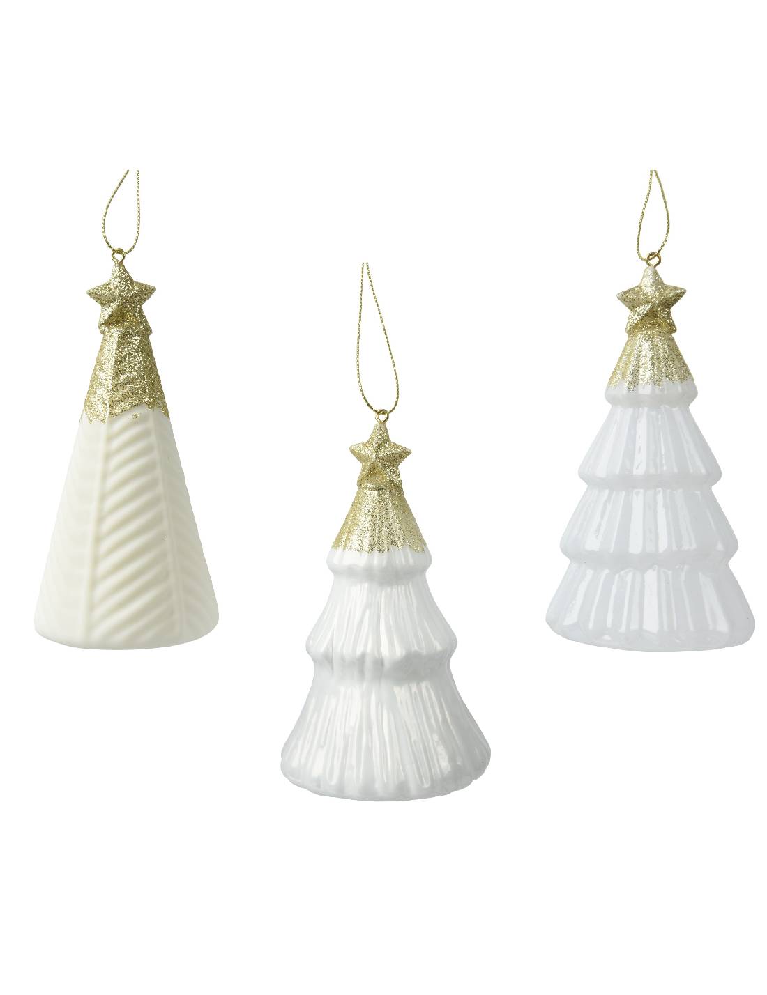 Addobbo Albero Di Natale In Vetro Alberello Bianco 12cm