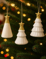 Addobbo Albero Di Natale In Vetro Alberello Bianco 12cm