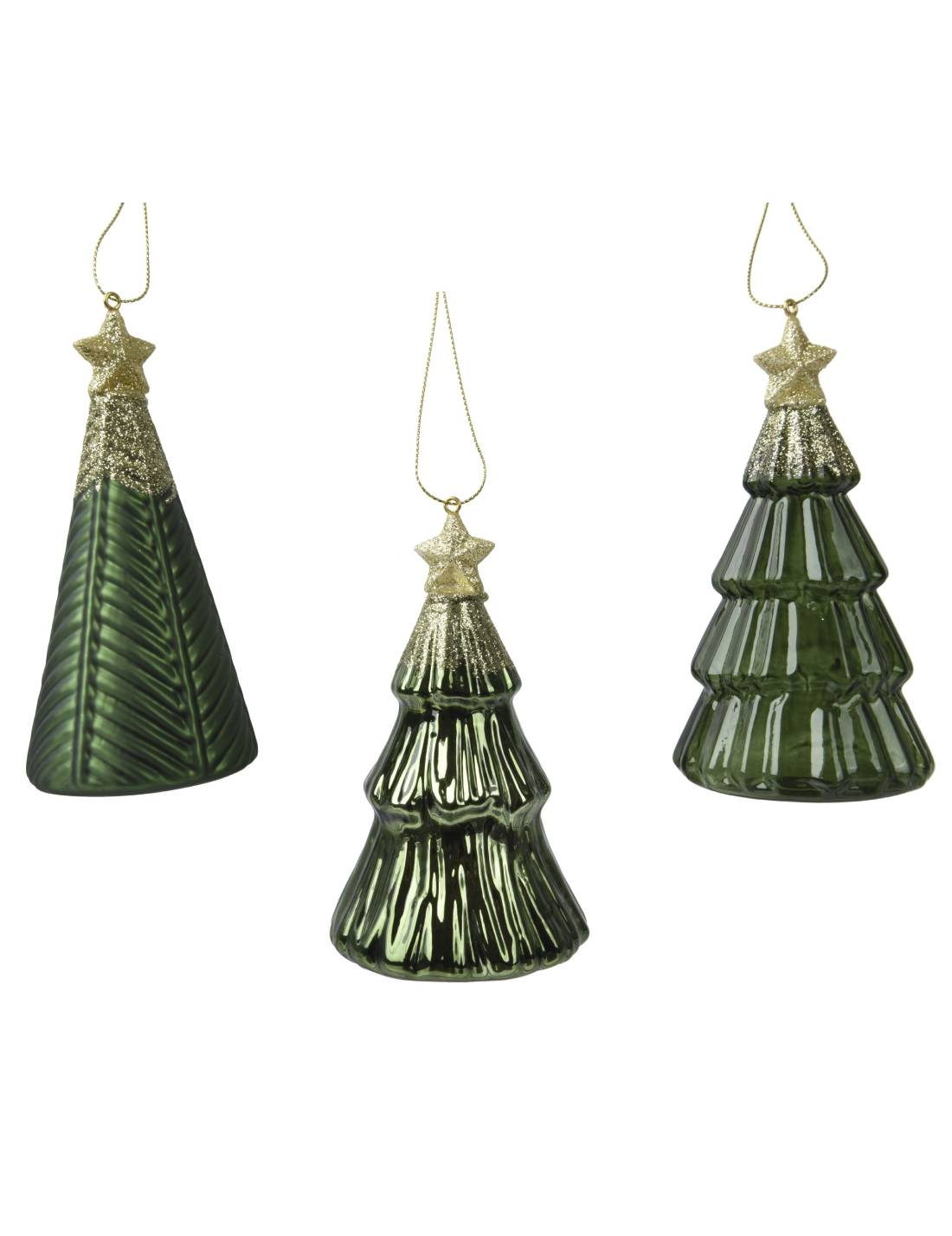 Addobbo Albero Di Natale In Vetro Alberello Verde Pino 12cm