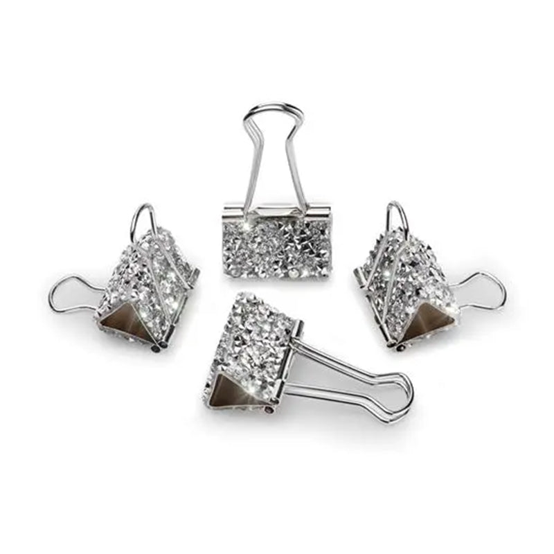 Set Fermacarte A Molla In Metallo Con Strass Chiara Ferragni 4pz