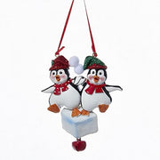 Addobbo Albero Natale Coppia Pinguini Con Sonaglio Personalizzabile