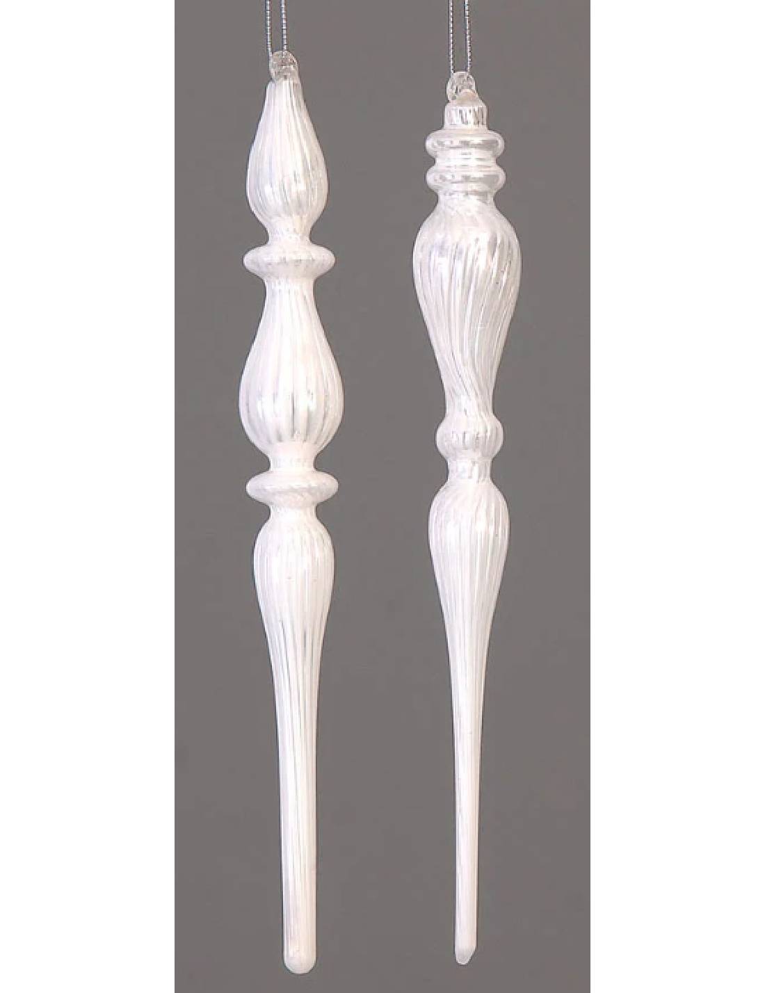Pallina Albero Di Natale In Vetro A Punta Bianca 27cm Prodotto Assortito