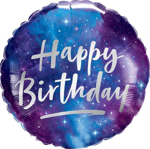 Palloncino Metalfoil Happy Birthday Spazio 18" 46cm