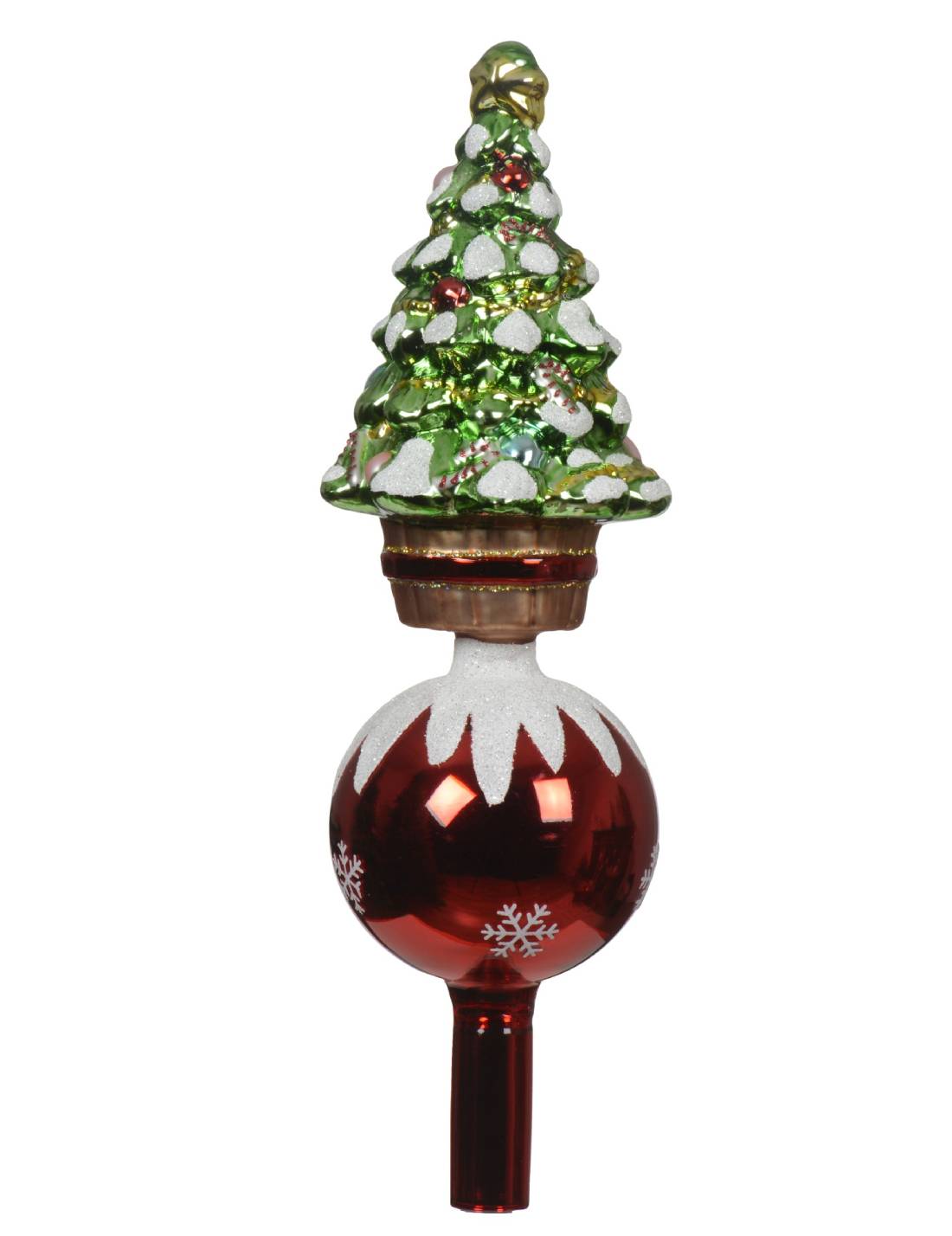 Puntale Albero Di Natale In Vetro Con Alberello Decorativo 29cm