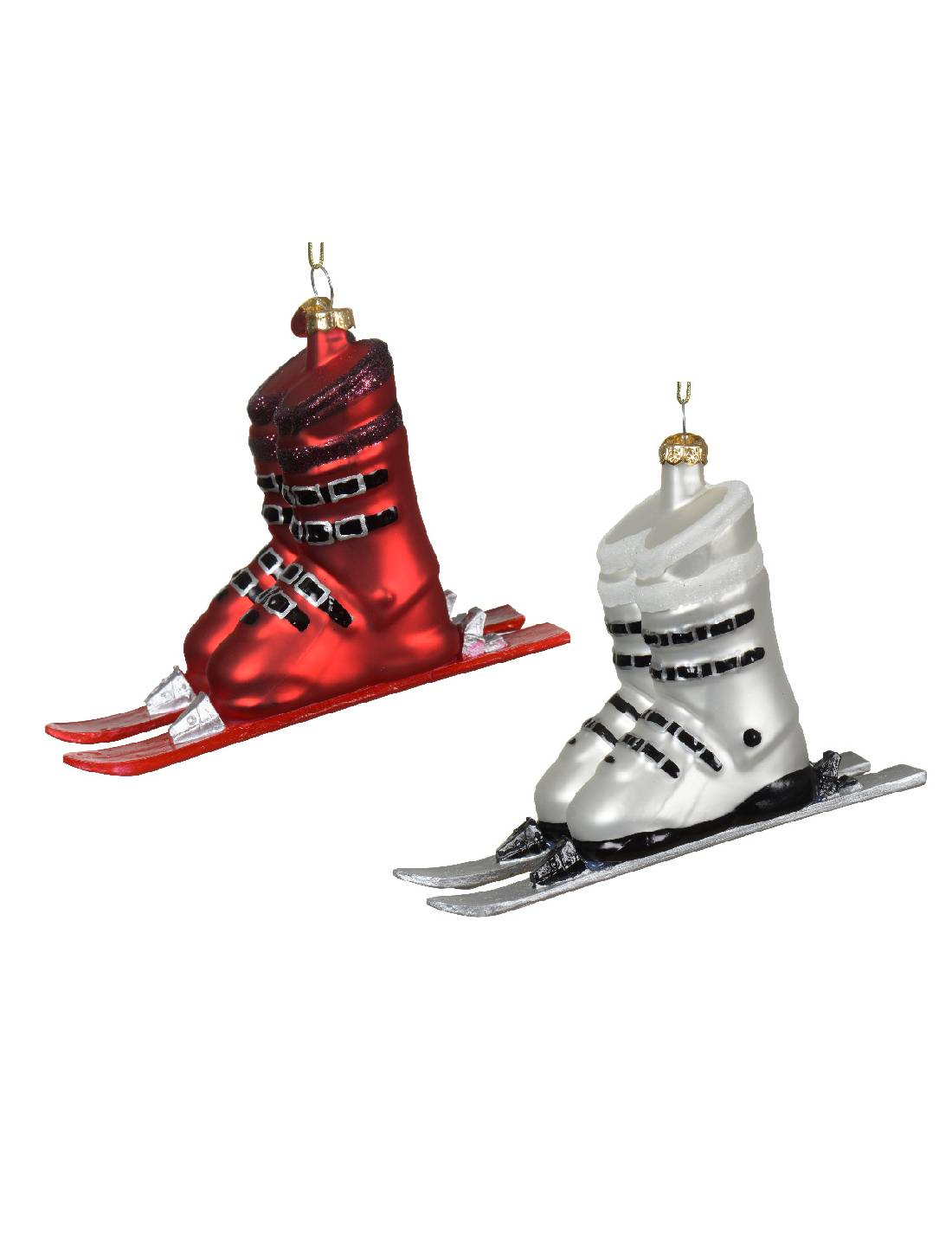 Addobbo Albero Di Natale In Vetro Scii 9cm