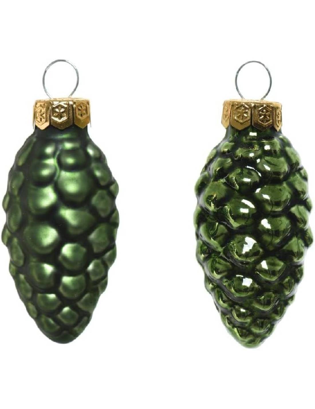 Set 12pz Palline Albero Di Natale Pigna Verde Pino 6cm