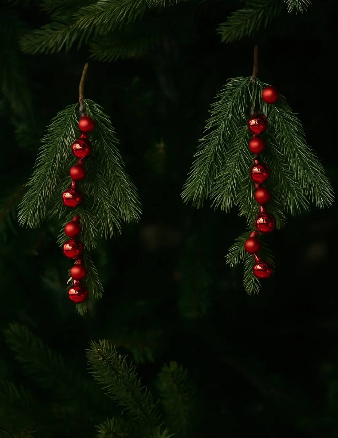 Addobbo Albero Di Natale Ramo Con Palline In Vetro 4cm