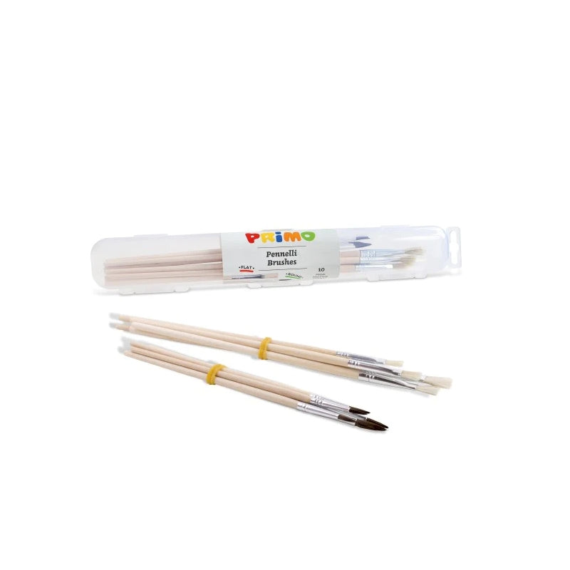 Set Primo Portapennelli Con 10 Pennelli