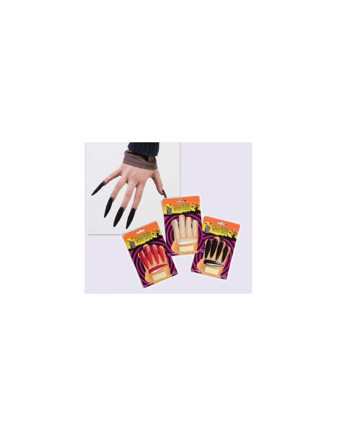 Maxi Unghie Da Strega Set 10pz Colori Assortiti Accessori Halloween