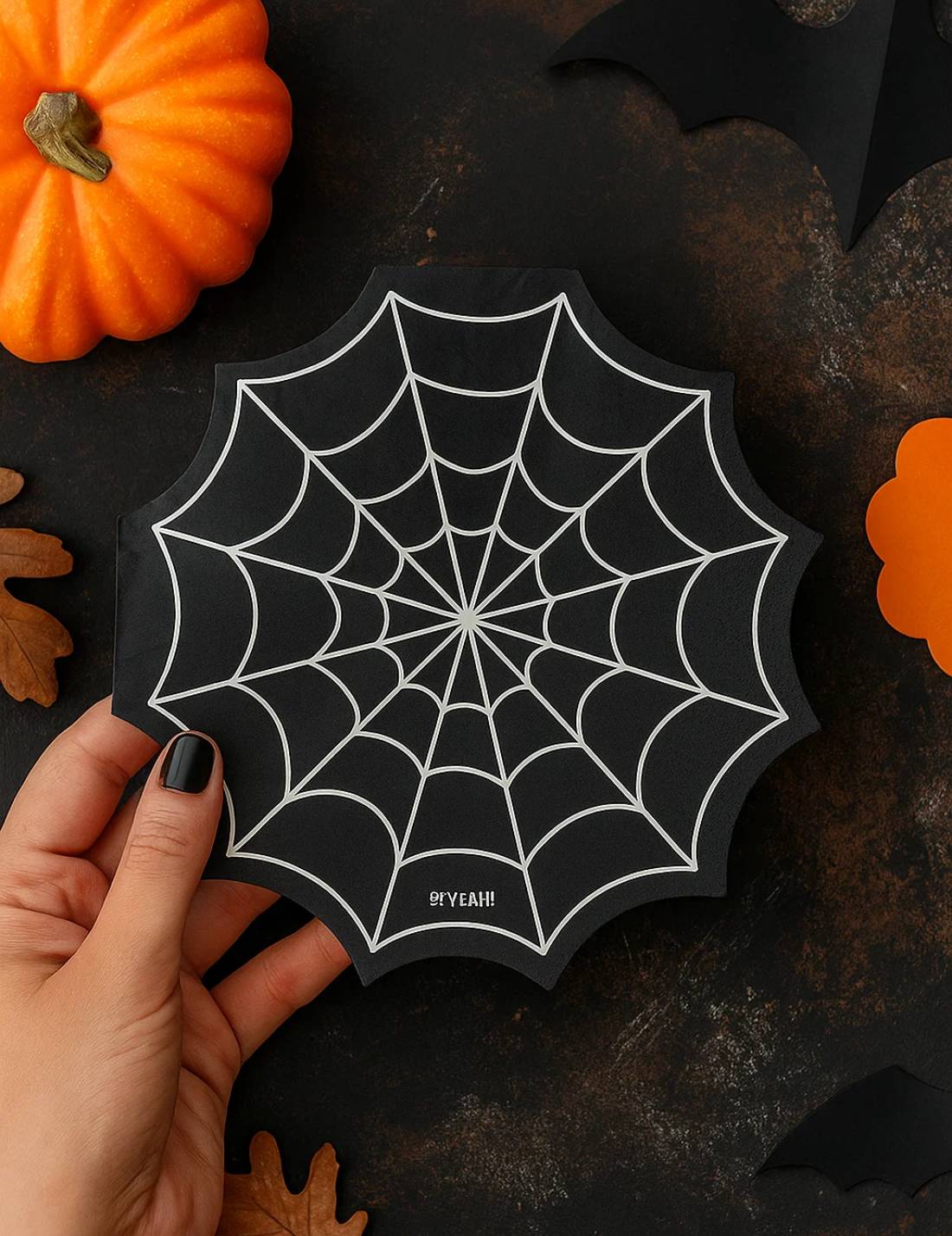 Tovaglioli Halloween A Forma Di Ragnatela 33cm 20pz