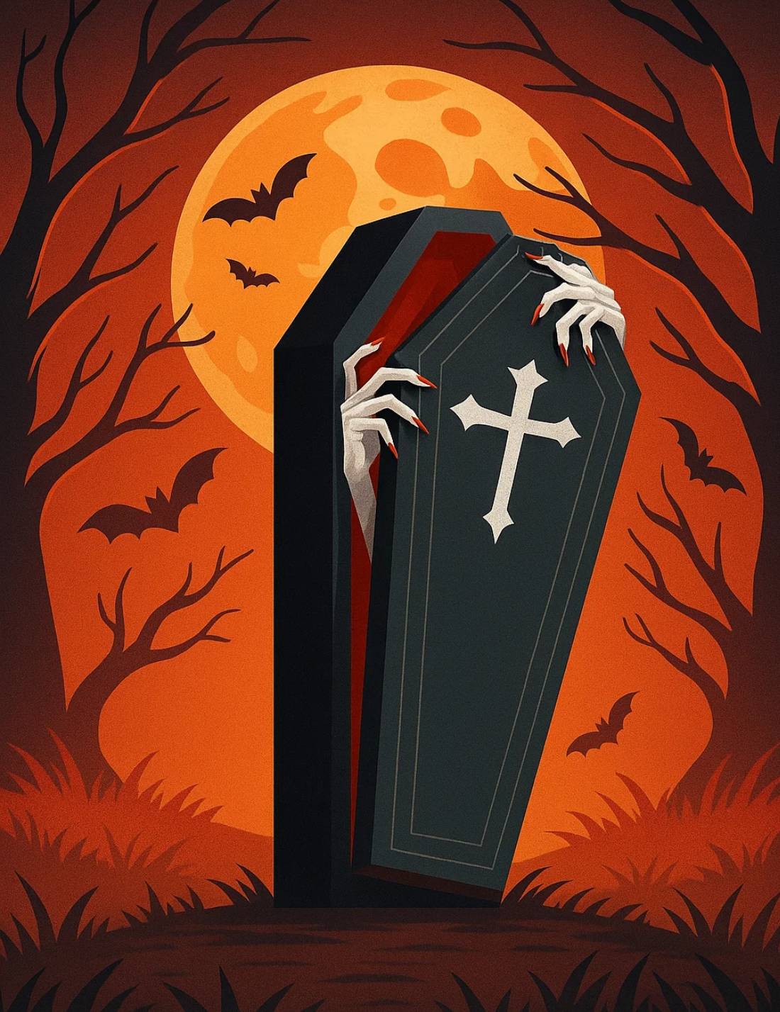 Tovaglioli Halloween A Forma Di Bara Con Mani 40cm 20pz