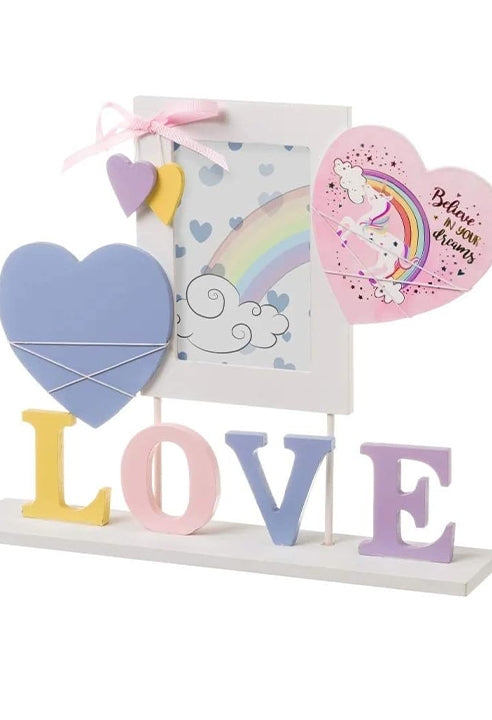 Cornice PortaFoto Unicorno In MDF E Vetro Multicolore