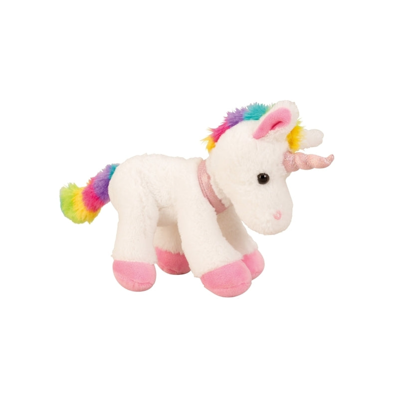 Peluche Unicorno Bianco Criniera Arcobaleno 21cm