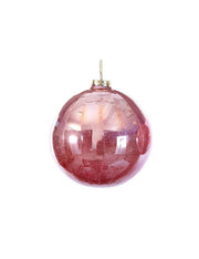 Pallina Albero Di Natale In Vetro Rosa Lucido 10cm