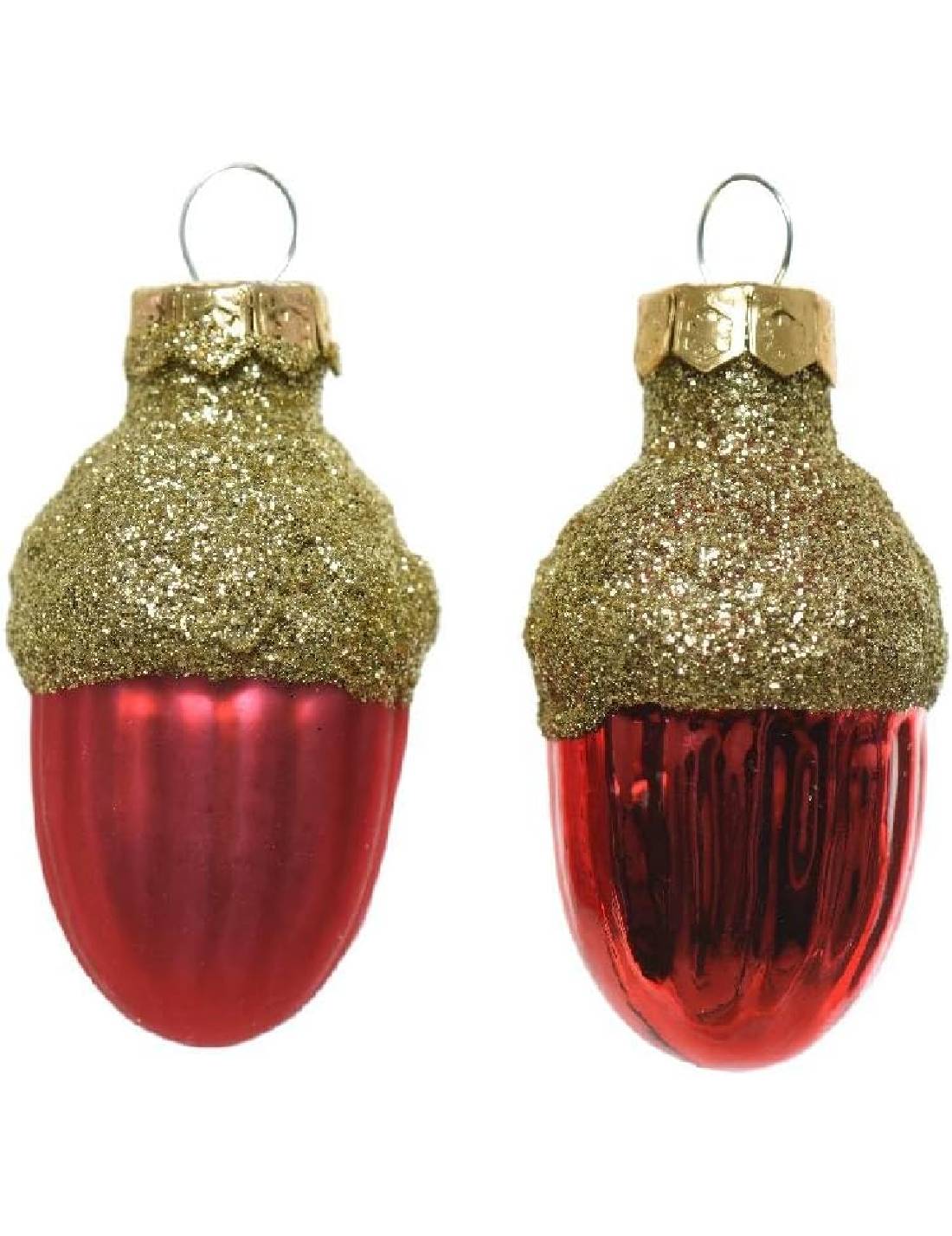 Set 12pz Palline Albero Di Natale Ghianda Rossa 4cm