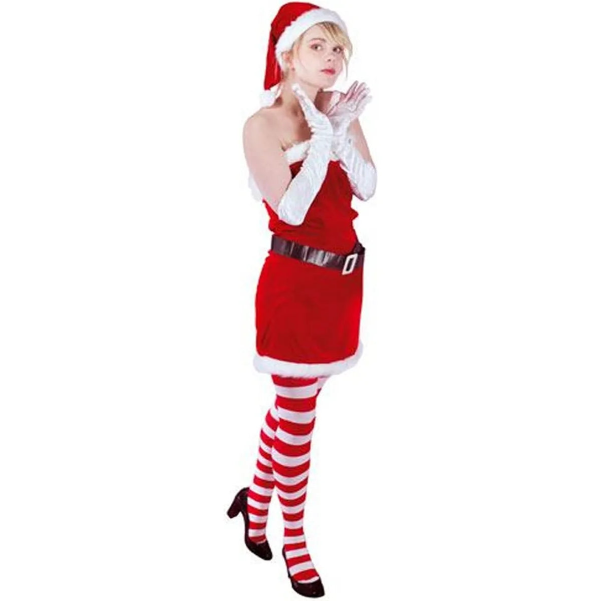 Costume Natalizio Donna Taglia Unica Mamma Natale Con Guanti