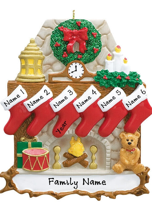 Addobbo Albero Di Natale Personalizzabile Camino Con 6 Calze