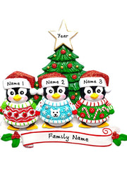 Addobbo Albero Di Natale Personalizzabile 3 Pinguini