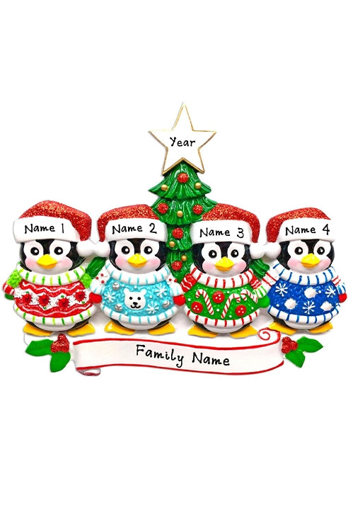 Addobbo Albero Di Natale Personalizzabile 4 Pinguini