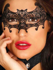 Maschera Pipistrello Macrame' Nera In Tessuto