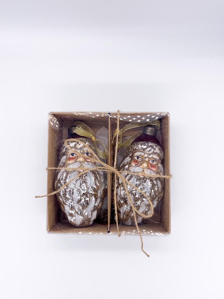 Pallina Albero Di Natale In Vetro Testa Di Babbo Natale 12cm