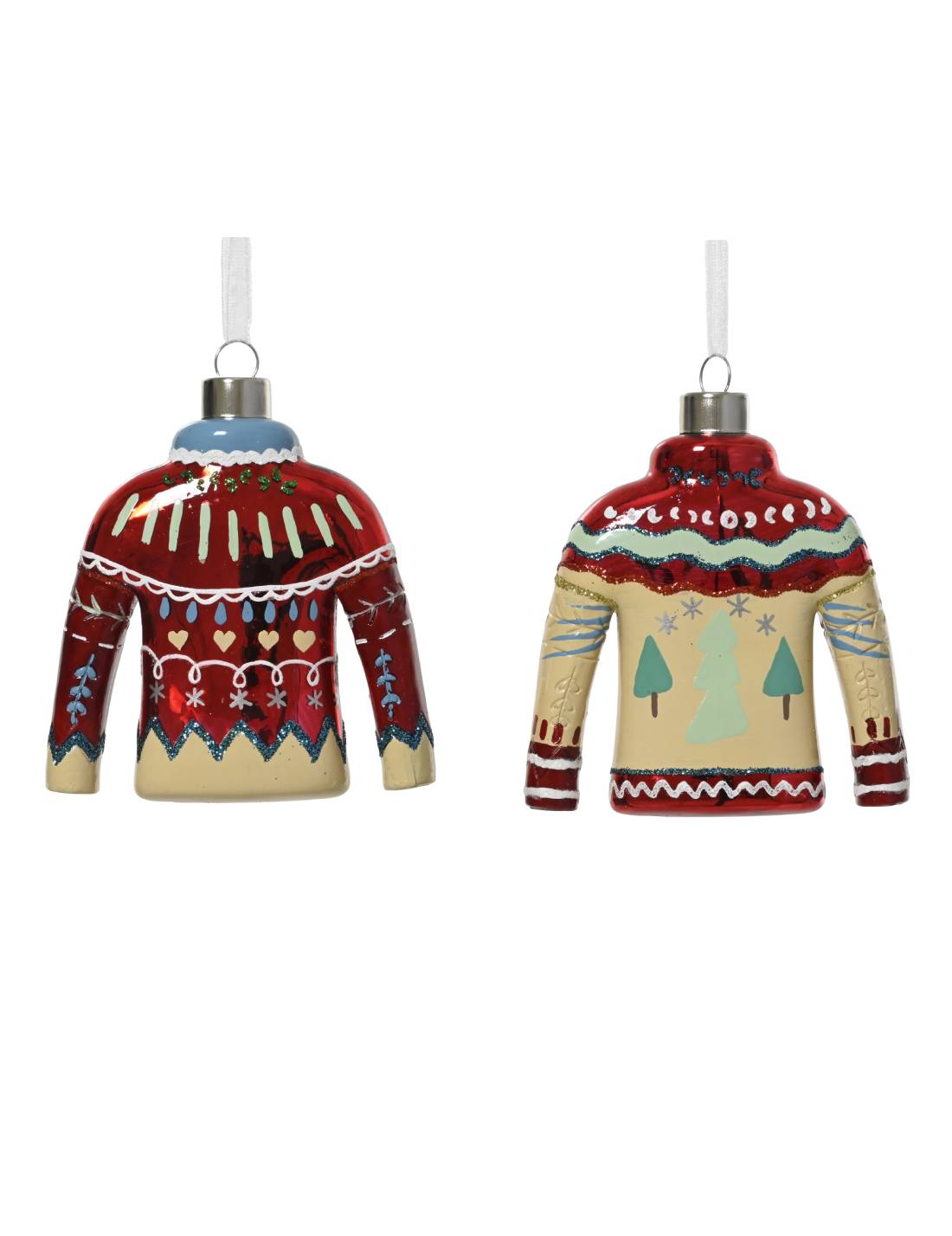 Addobbo Albero Di Natale In Vetro Maglione Natalizio 11cm