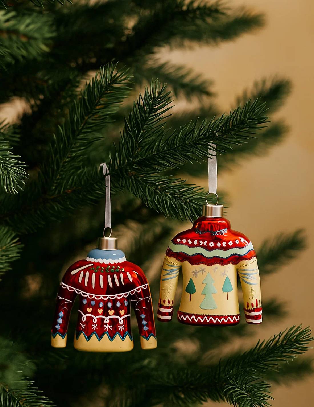 Addobbo Albero Di Natale In Vetro Maglione Natalizio 11cm