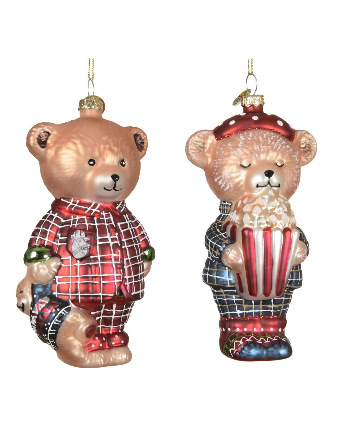 Addobbo Albero Di Natale In Vetro Orso Teddy In Pigiama 13cm